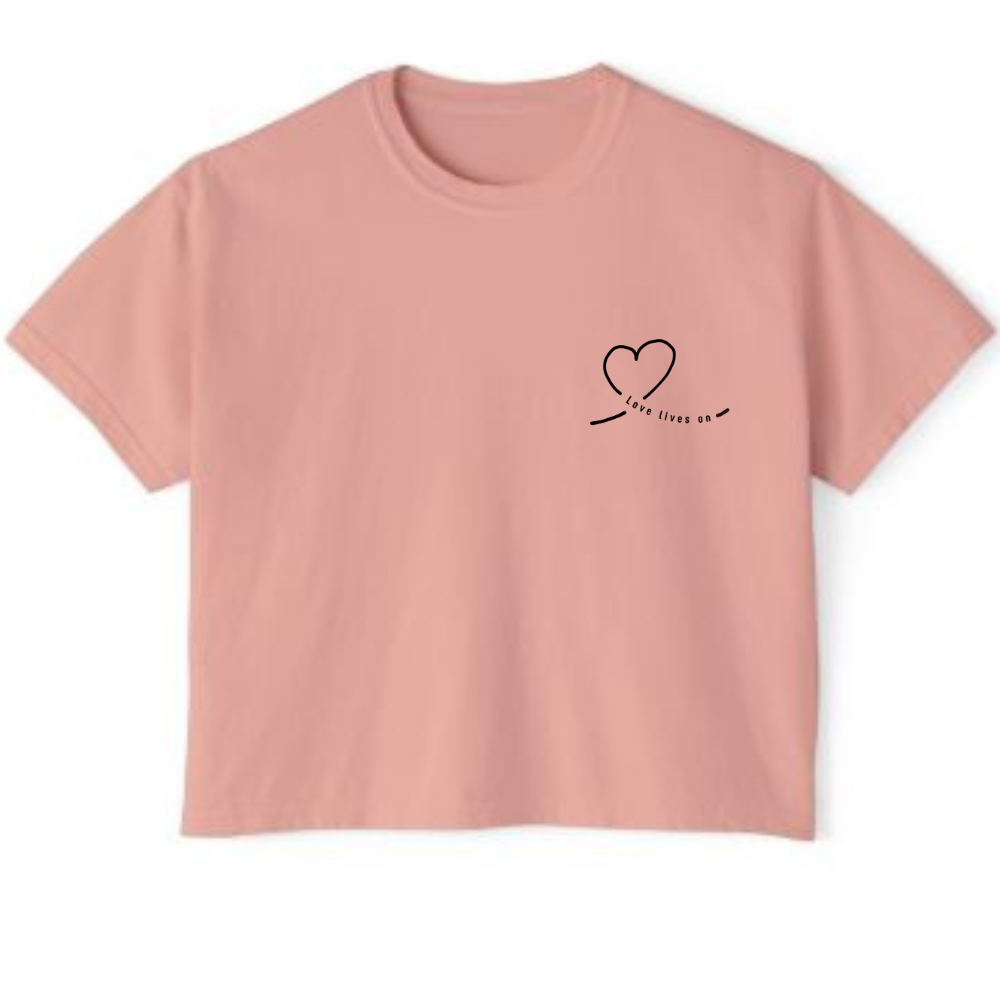 Pink Love Loungewear T-shirt front view – comfortable loungewear for healing and self-love